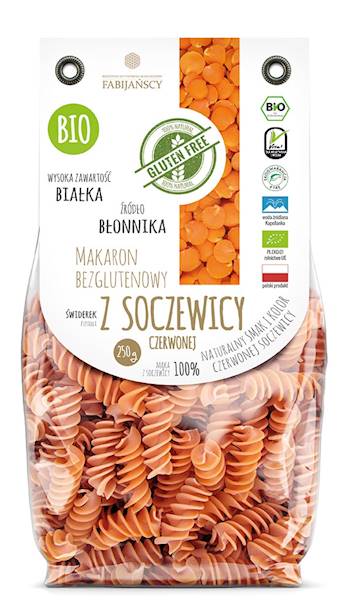 BIO Makaron z soczewicy czerwonej świder.250g Fab.