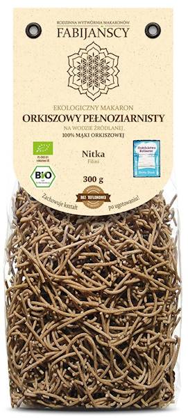 BIO Makaron orkiszowy pełnoziarnisty nitka 300g