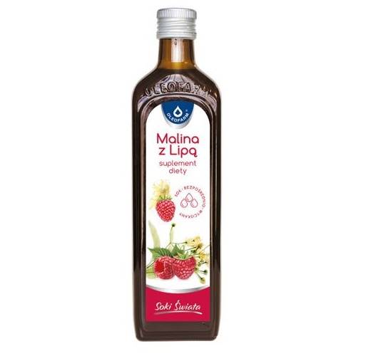 Sok malina z lipą 100% 490ml Oleofarm