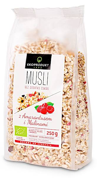 BIO Musli z amarantusem i malinami 250g Ekoprodukt