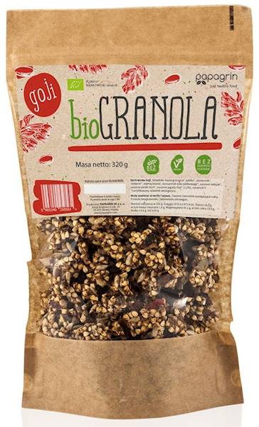 BIO Bezglutenowa granola z goji 320g Papagrin