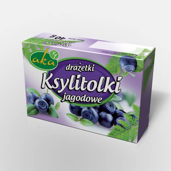 Drażetki pudrowe ksylitolki 40g jagodowe Aka