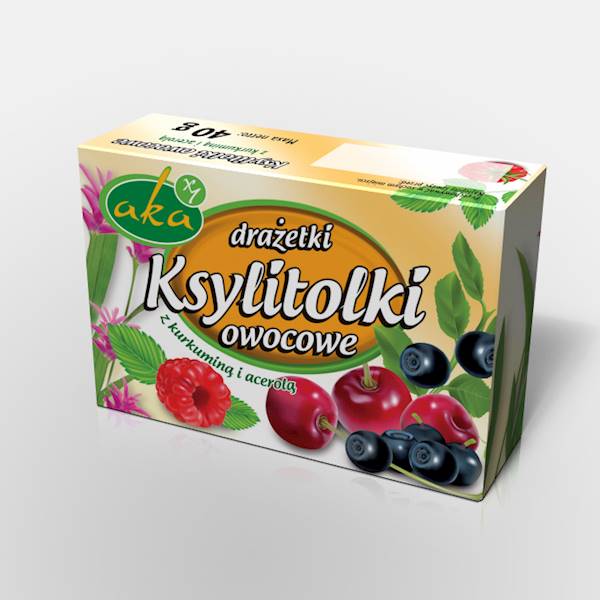 Drażetki pudrowe ksylitolki 40g owocowe Aka