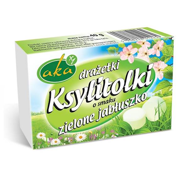 Drażetki pudrowe ksylitolki 40g zielone jabłuszko