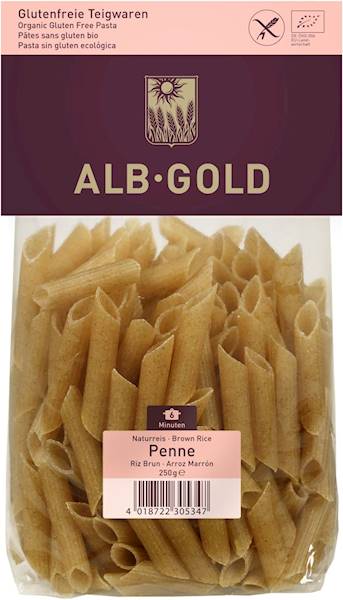 BIO Makaron ryżowy razowy penne b/g 250g Alb Gold