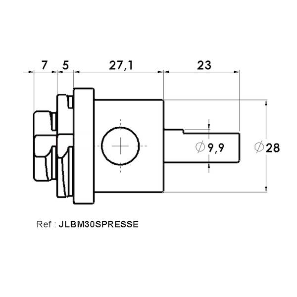 Adapter do prasy/wiertarki do kloszy Ø 2-30 mm, mocowanie Ø 10 mm, Boehm JLB M30 S PRESSE