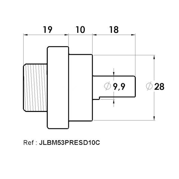 Adapter krótki do prasy/wiertarki do kloszy Ø 2-100 mm, mocowanie Ø 10 mm, Boehm JLB M53 PRES D10C