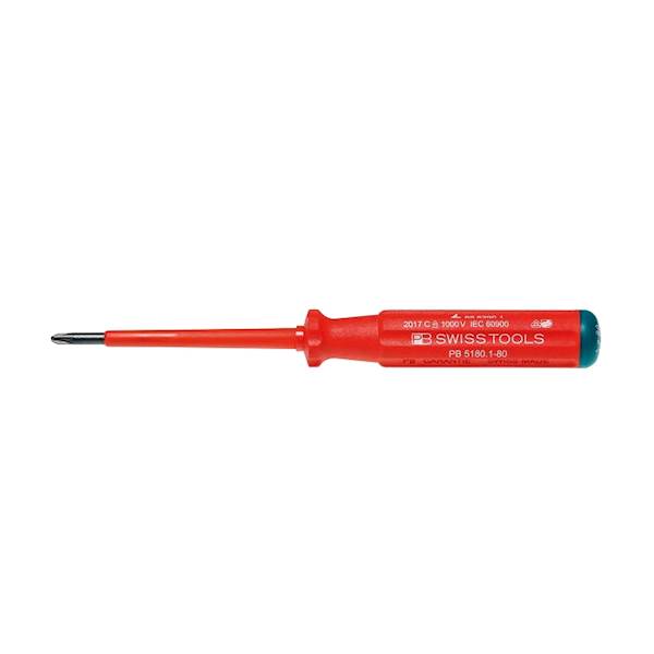Wkrętak izolowany VDE1000V Philips No.1 x 80 mm, seria SwissGrip PB Swiss 5190.1-80