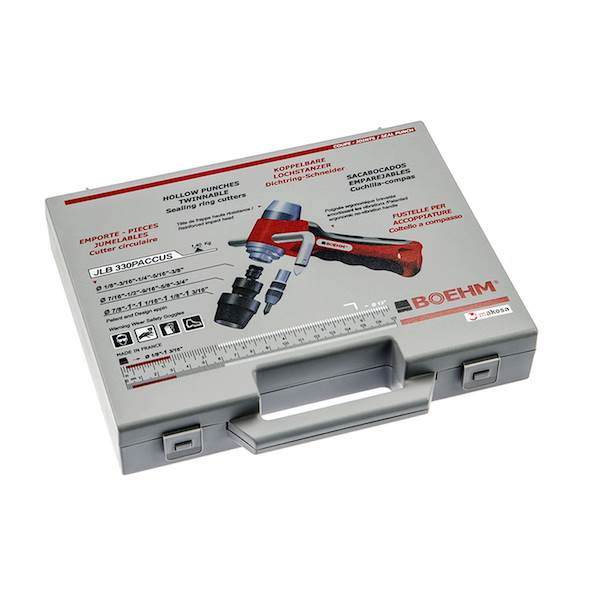 Zestaw wycinaków calowych do uszczelek Ø 1/8" - 1 i 3/16" z cyrklem - Boehm JLB 330 PACC US