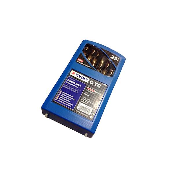 Kpl. 25 wierteł DIN338 HSS-E5 Ø 1-13 mm G TC new box Tivoly 11455070017