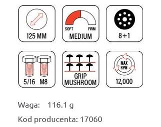 FLEXIPADS Dysk wsporczy rzep 125mm 8H+1 5/16-UNF M