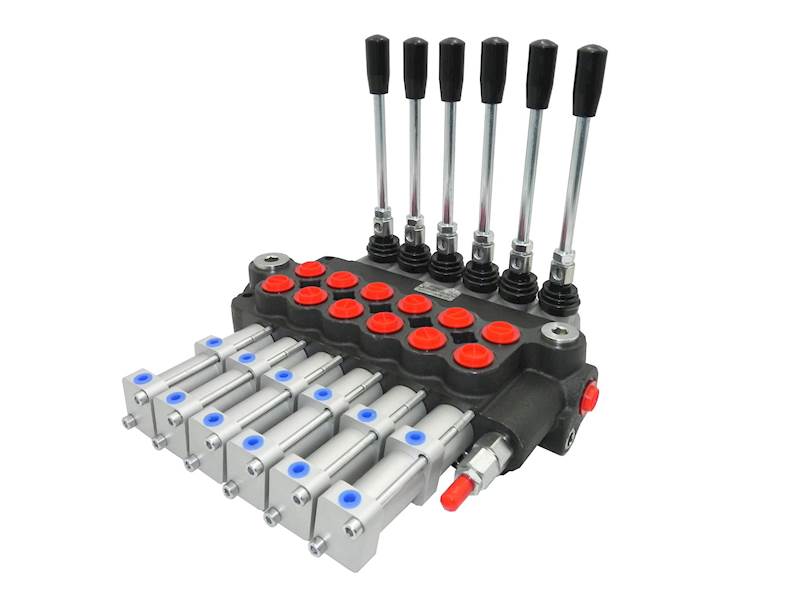 ROZDZIELACZ HYDRAULICZNY 6 SEKCYJNY 80L STEROWANY PNEUMATYCZNIE 6 SEKCJI