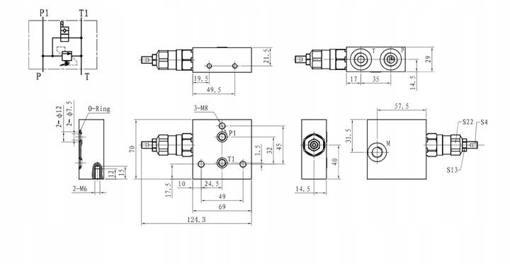 ROZDZIELACZ HYDRAULICZNY CETOP 6 SEKCJI 12V STEROWANIE ELEKTRYCZNE + RĘCZNE