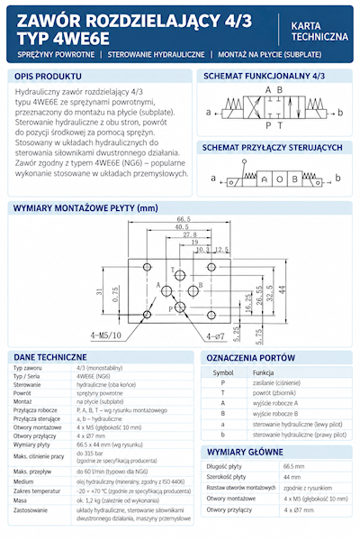 Elektrozawór Rozdzielacz hydrauliczny 4WE6E NG6 CETOP3 230V suwak E ręczny