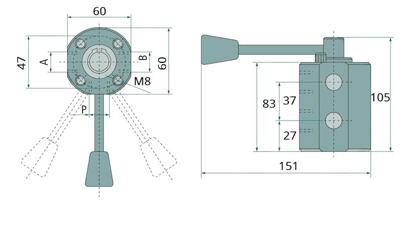 Rozdzielacz hydrauliczny obrotowy 6/2 gwint BSP 1/2"