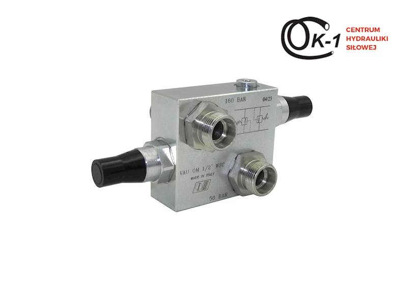 Zawór przelewowy krzyżowy VAU OM BSP 1/2" 60L/min 50-200bar