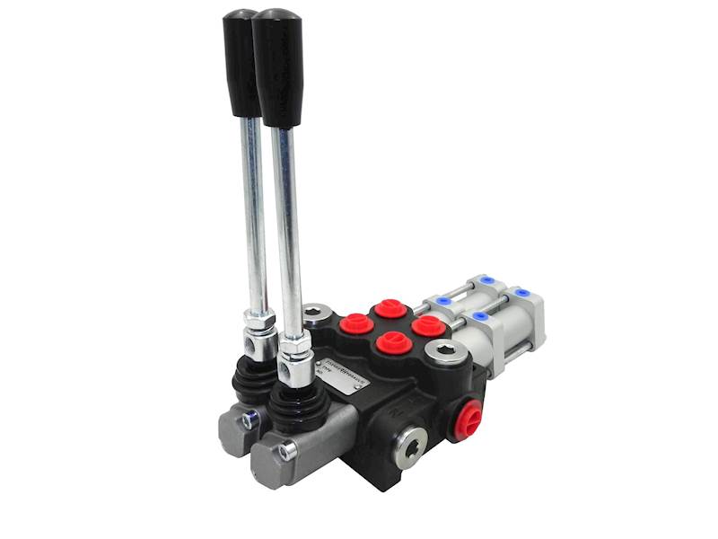 ROZDZIELACZ HYDRAULICZNY 2 SEKCYJNY 40L STEROWANIE PNEUMATYCZNIE 2 SEKCJE 24V