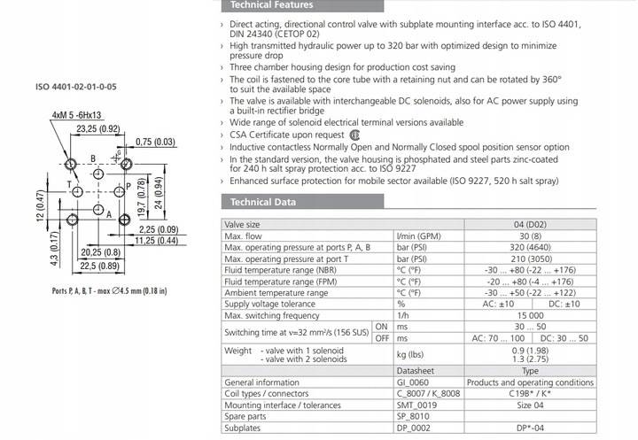 Rozdzielacz hydrauliczny NG4 Argo Hytos RPE3-043C11 115V