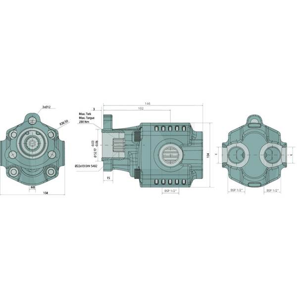 Pompa hydrauliczna zębata dwukierunkowa 16L/min BSP 1/2'' 280 bar
