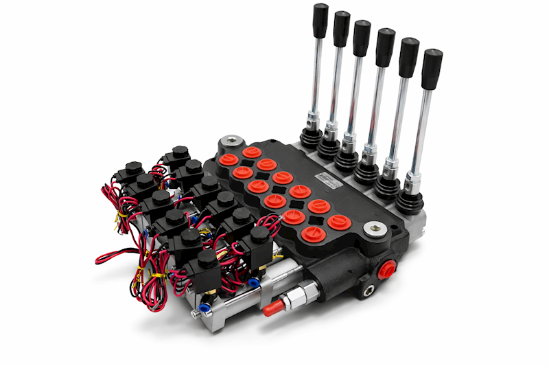 ROZDZIELACZ HYDRAULICZNY 6 SEKCYJNY 80L STEROWANIE PNEUMATYCZNIE 6 SEKCJI 24V