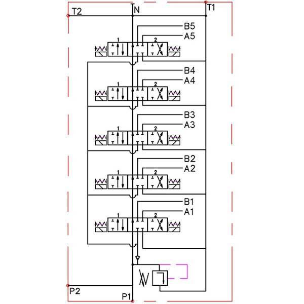 ROZDZIELACZ HYDRAULICZNY 5 SEKCJI 50L ELEKTRYCZNY 24V