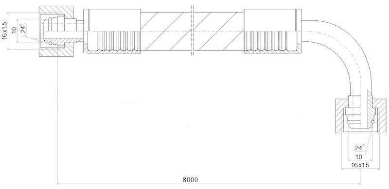PRZEWÓD WĄŻ HYDRAULICZNY DN8 16/16 DKOL-DKOL90 AK8000 350bar
