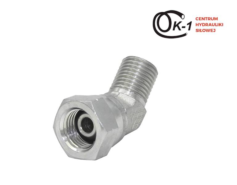 KOLANO HYDRAULICZNE Z NAKRĘTKĄ BSP 3/8'' 45 STOPNI