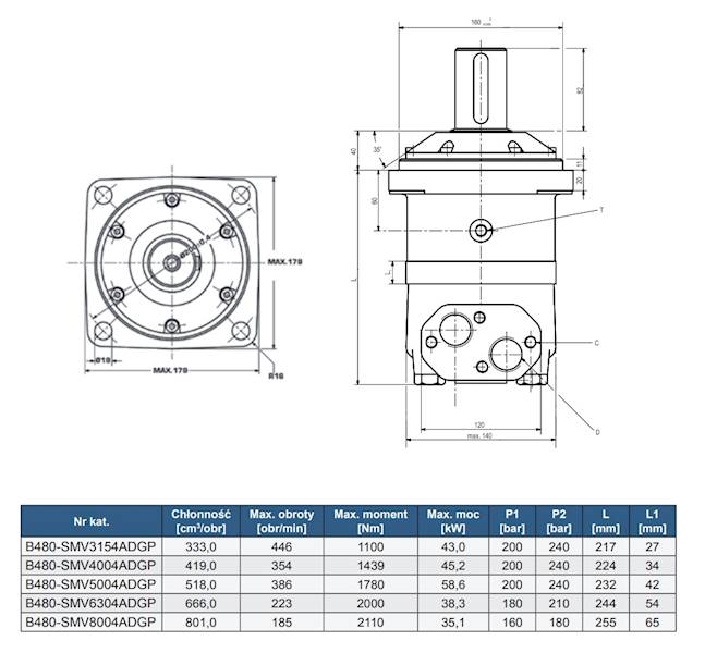 SILNIK HYDRAULICZNY BMV OMV SMV 315 WAŁEK 50mm