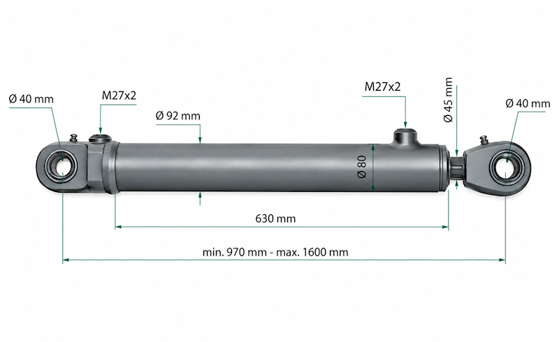 Siłownik Hydrauliczny 80/45/630 U40 2-stronny