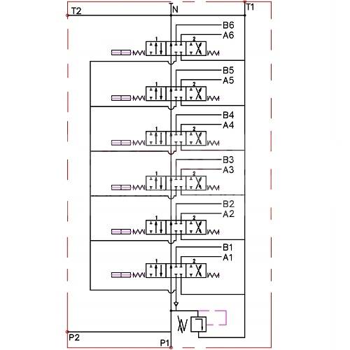 ROZDZIELACZ HYDRAULICZNY 6 SEKCYJNY 40L STEROWANY PNEUMATYCZNIE 6 SEKCJI