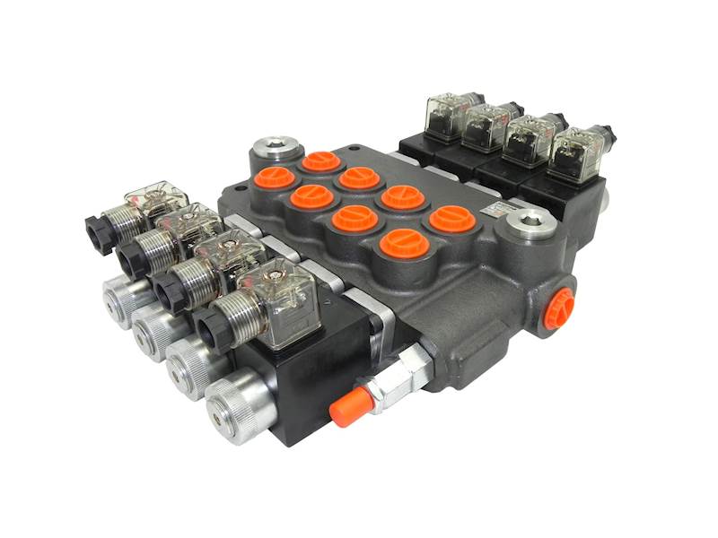 ROZDZIELACZ HYDRAULICZNY 4 SEKCJE ELEKTRYCZNY 12V 80L