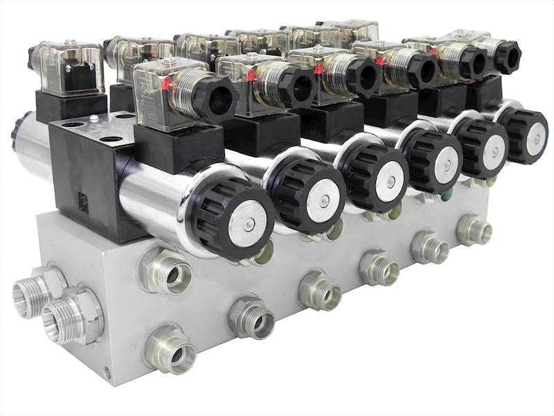 ROZDZIELACZ hydrauliczny CETOP 6 SEKCJE 60L elektryczny 230V