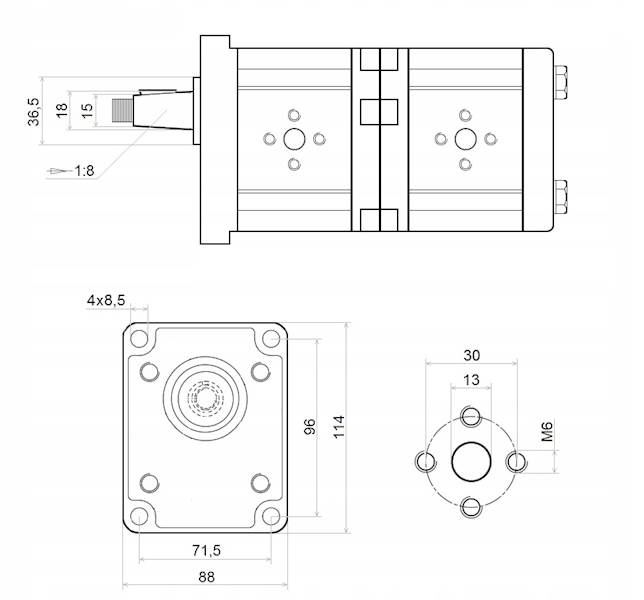 POMPA HYDRAULICZNA PODWÓJNA TANDEMOWA PRAWA 8/4 KARO
