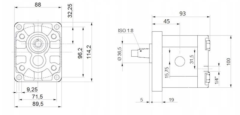SILNIK HYDRAULICZNY ZĘBATY 4CM3 WAŁEK: 1:8 16L/min