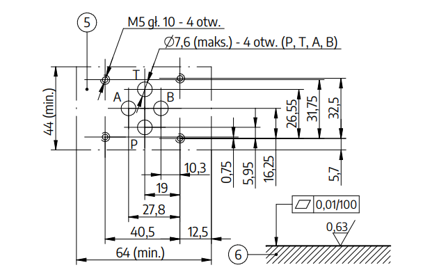 Zawór przelewowy warstwowy UZPR6 P-T 60L/min ZDB 6 VP2-4X/315V P---- T