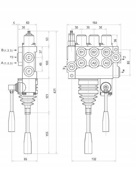 ROZDZIELACZ HYDRAULICZNY 3 SEKCJE 40L NURNIK Z JOYSTICKIEM