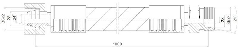 PRZEWÓD WĄŻ HYDRAULICZNY DN25 36/36 DKOL-CEL AB1000 165bar