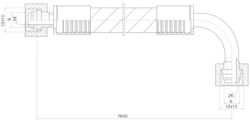 PRZEWÓD WĄŻ HYDRAULICZNY DN6 12/12 DKOL-DKOL90 AK7600 400bar