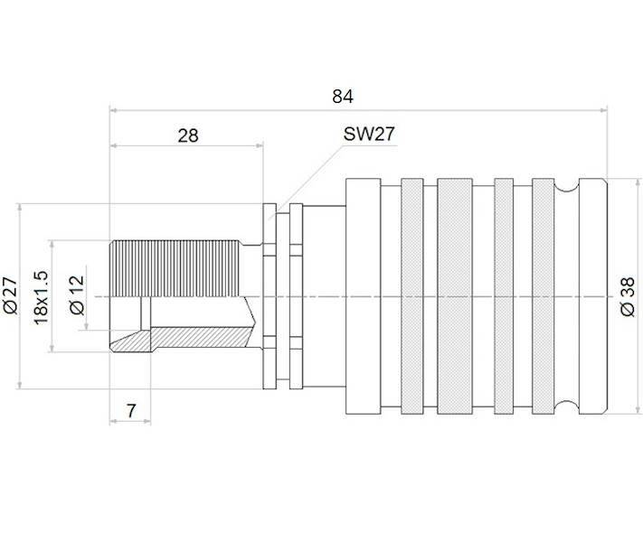 SZYBKOZŁĄCZE HYDRAULICZNE EURO GNIAZDO M18-1.5 GRODZIOWE