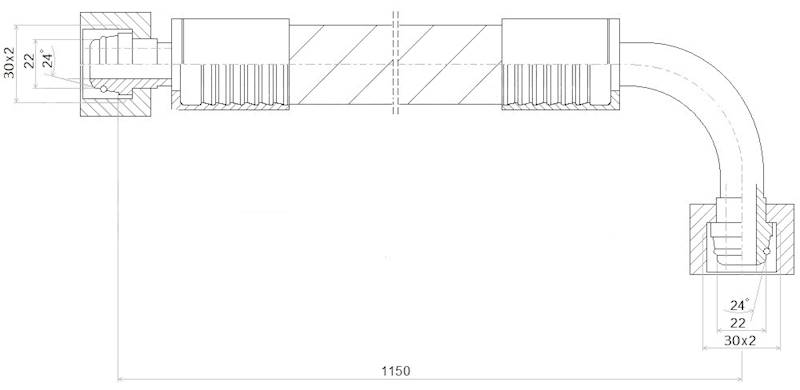 PRZEWÓD WĄŻ HYDRAULICZNY DN20 30/30 DKOL-DKOL90 AK1150 215bar