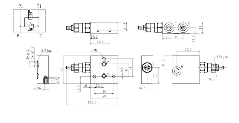 ROZDZIELACZ HYDRAULICZNY CETOP 5 SEKCJI 24V STEROWANIE ELEKTRYCZNE + RĘCZNE