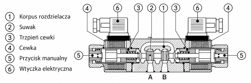 Elektrozawór Rozdzielacz hydrauliczny 4WE6E NG6 CETOP3 24V suwak E