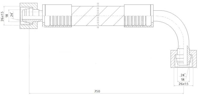 PRZEWÓD WĄŻ HYDRAULICZNY DN16 26/26 DKOL-DKOL90 AK750 250bar