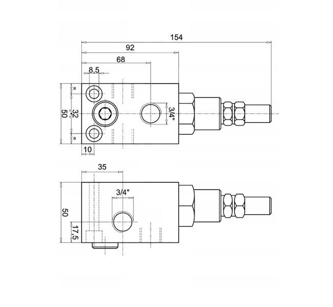 ZAWÓR PRZELEWOWY CIŚNIENIOWY VMP 3/4 90L 50-250bar