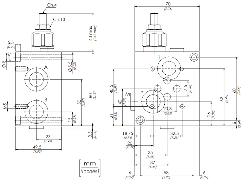 ROZDZIELACZ HYDRAULICZNY CETOP3 1 SEKCJA 40L ELEKTRYCZNY 24V
