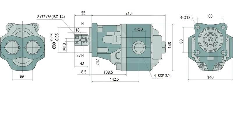 Pompa hydrauliczna PTO 40cm3 przekładnia multiplikator męski 78l/min