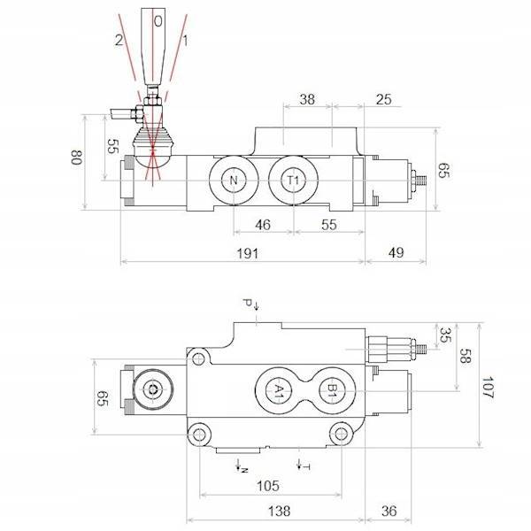 ROZDZIELACZ HYDRAULICZNY 1 SEKCYJNY 80L PŁYWAJĄCA