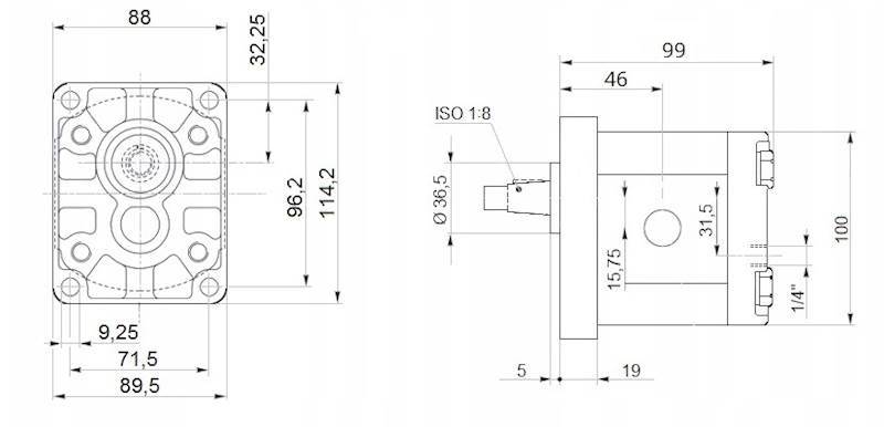 SILNIK HYDRAULICZNY ZĘBATY 8CM3 WAŁEK: 1:8 28L/min