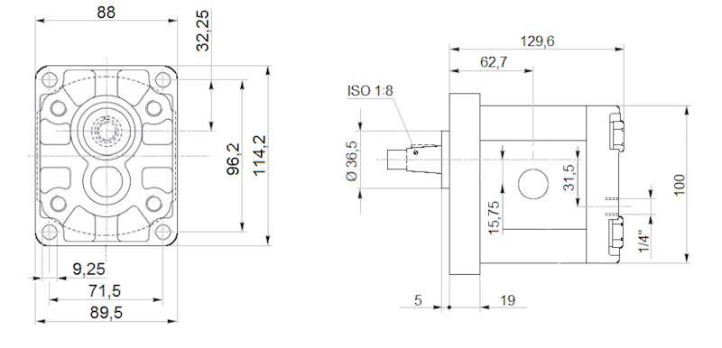 SILNIK HYDRAULICZNY ZĘBATY 25CM3 WAŁEK: 1:8 62,5L/min