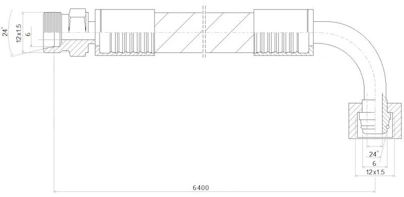 PRZEWÓD WĄŻ HYDRAULICZNY DN6 12/12 DKOL90-CEL KB6400 400bar